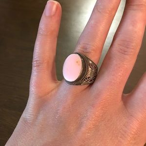 Antique Pink Opal Stone Metal Ring